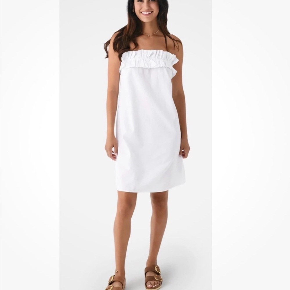 Stark Xโ Medium White Ruffle Strapless Mini Dress ~ Bridal Shower Party Sorority